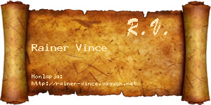 Rainer Vince névjegykártya